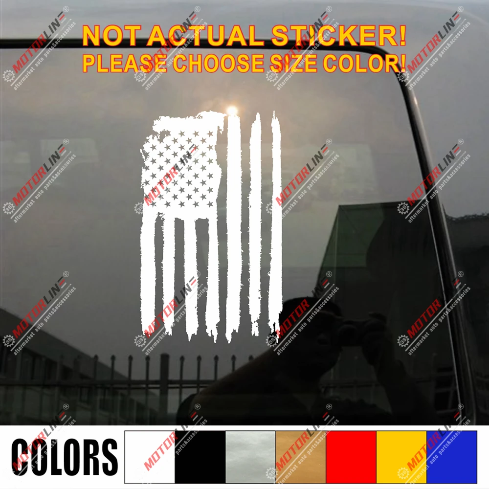 

USA American Flag Decal Sticker Car Vinyl distressed no bkgrd pick size color