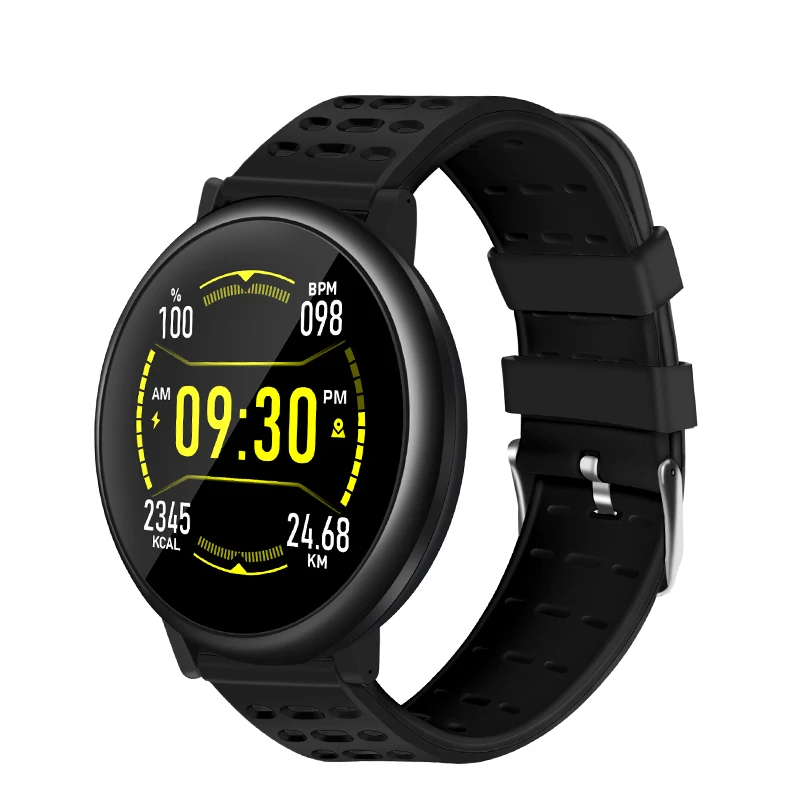 ESEED S30, женские Смарт-часы, IP67, водонепроницаемые, 180 мА/ч, длительное время ожидания, кровяное давление, погода, для мужчин, для android ios - Цвет: Black