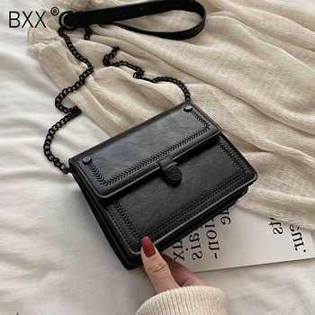 

[BXX] Solid Color PU Leather Crossbody Bags For Women 2020 Spring Chain Shoulder Messenger Bag Female Travel Lock Handbags HL063
