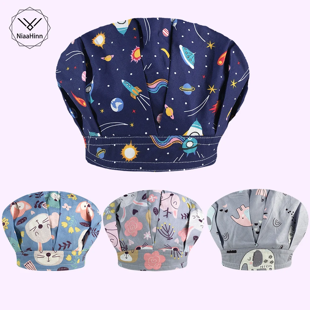 New Unisex Health Service Working Hats Beauty Cap Men Female Scrubs Laboratory Practical Printing hats Spa | Тематическая одежда и
