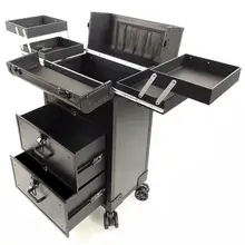 Makeup Storage Box Beauty Artist Suitcase Luxury Aluminum Rolling Wheel Barber Toolbox Vintage Manicure Embroidery Trolley Case 