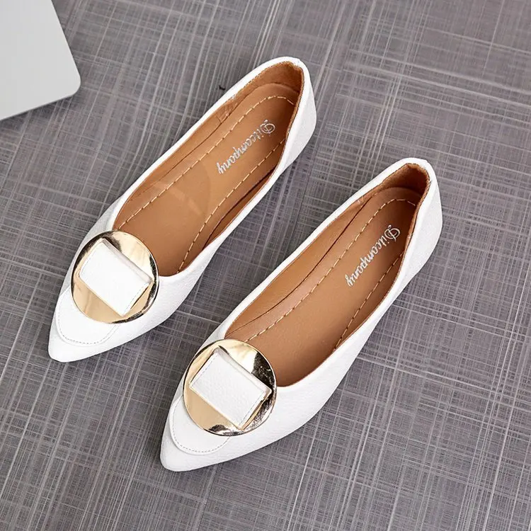 

Red Man Flat Keel Thin Shoes Women's Chunky-Heel Spring New Style Patent Leather British Style WOMEN'S Shoes Metal Buckle Commut