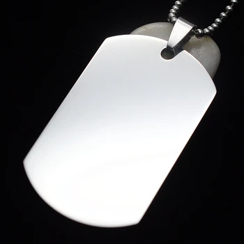 

50PCS/Lot Wholesale Silver Color Mirror Effect Stainless Steel Engravable Blank ID Dog Tag Pendant L