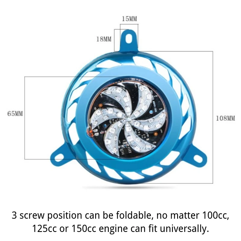 Мотоцикл вентилятор для мотоциклов крышка 12 в светодиодный алюминиевый вентилятор крышка декоративный мигающий свет 100/125/150cc Мотоцикл Скутер