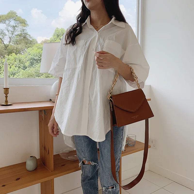 

Summer trapezoidal women 2019 new acrylic chain small square bag ins texture Joker shoulder Messenger bag
