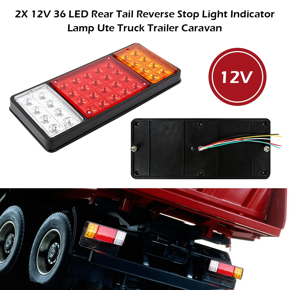 2pcs Car Truck Tail Light Rear Lamps Waterproof 36 LED Pair Boat Trailer 12V Rear Part for Trailer Caravans UTE Campers ATV Boat