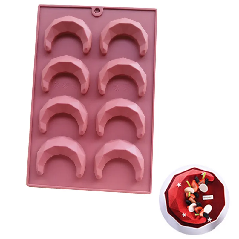 3D Diamond Moon Shape Mini Mousse Cake Silicone Mold Dessert Eid Mubarak Ramadan baking cake mold Mousse Mold cake tools1