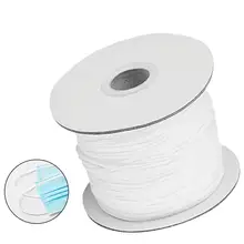 100m/rolo 3mm máscara corda elástica com carretel whtie corda de cabo de orelha redonda diy vestuário artesanato acessório