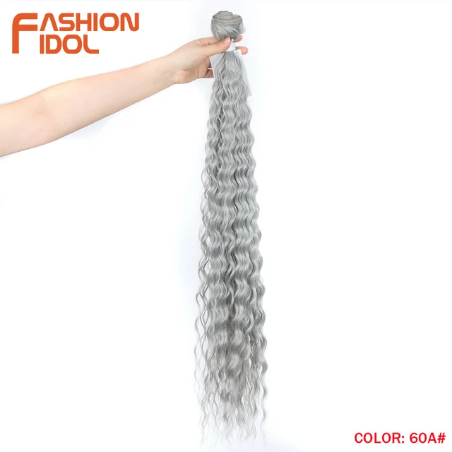 FASHION IDOL Loose Deep Wave Hair Bundles Extensions Ombre Hair Bundles 28-32Inch 120g Super Long Hair Synthetic Curly Wave Hair 60A