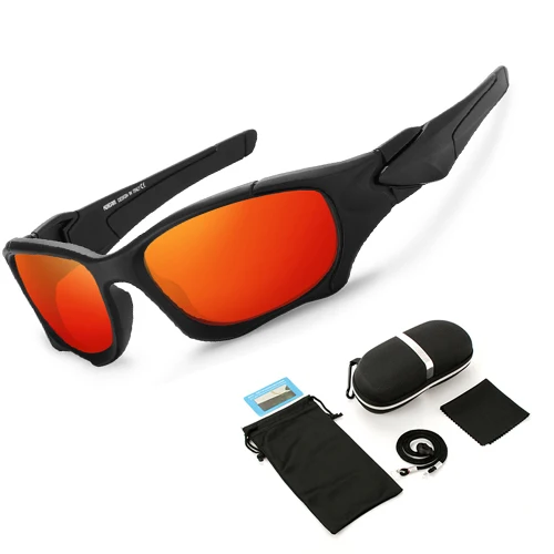 Men Women Sunglasses Polarized Hiking Glasses UV400 Sports Goggles UltraLight Cycling Climbing Running Camping Fishing Eyewear - Цвет: Red case