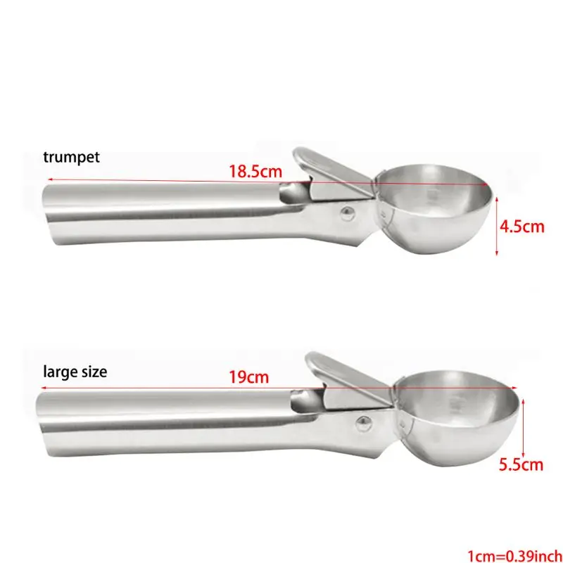 2 шт Многофункциональный совок для мороженного из нержавеющей стали с триггером для печенья и фруктов мороженого