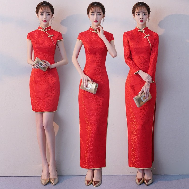 Сексуальное китайское платье Ципао женское длинное свадебное красное Cheongsam кружевное платье Восточный стиль платья традиционное вечернее платье