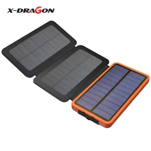 X-DRAGON солнечное зарядное устройство 10000 мАч наружное солнечное зарядное устройство Внешняя батарея для iPhone samsung xiaomi сотовых телефонов