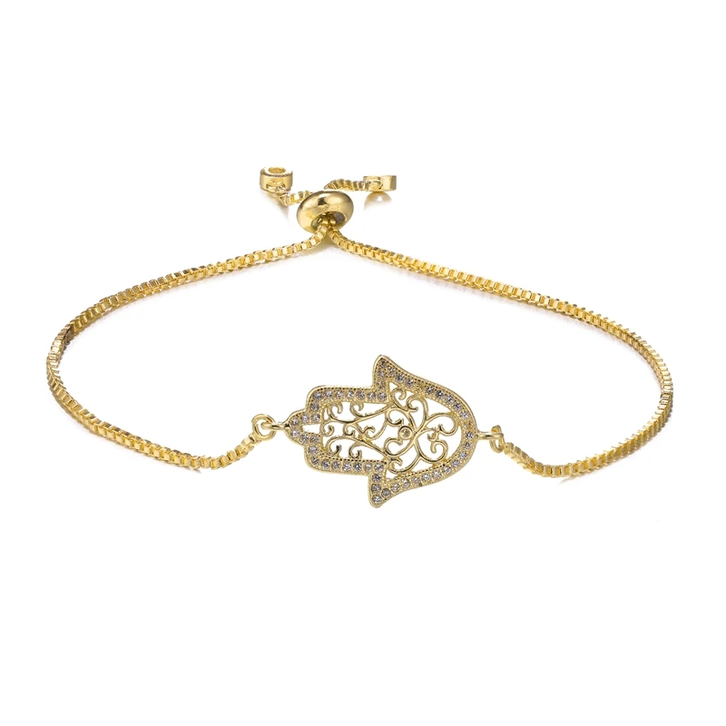 Juya, женское модное ожерелье с кулоном, микро ПАВЕ, циркон, Хамса, рука Фатимы, сглаза, золото/серебро/розовое золото, колье, ожерелье - Окраска металла: Gold Bracelet