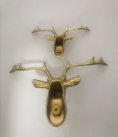 Elk ทองแดงตกแต่งบ้านตู้เสื้อผ้าประตูตู้จับทองเหลืองหัวกวางตะขอแขวน Rack Wall Mount เฟอร์นิเจอร์ฮาร์ดแวร์ 4