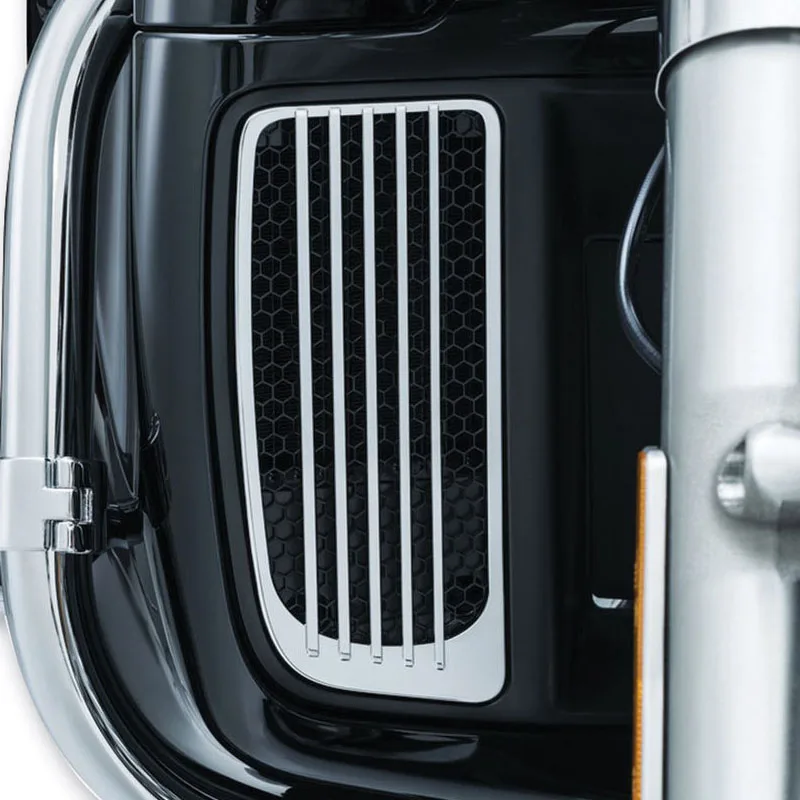 

Radiator Grill Lower Fairing Cover Chrome/Black Fits For Harley Touring Road King Street Glide Twin Cooled Models Motorcycle