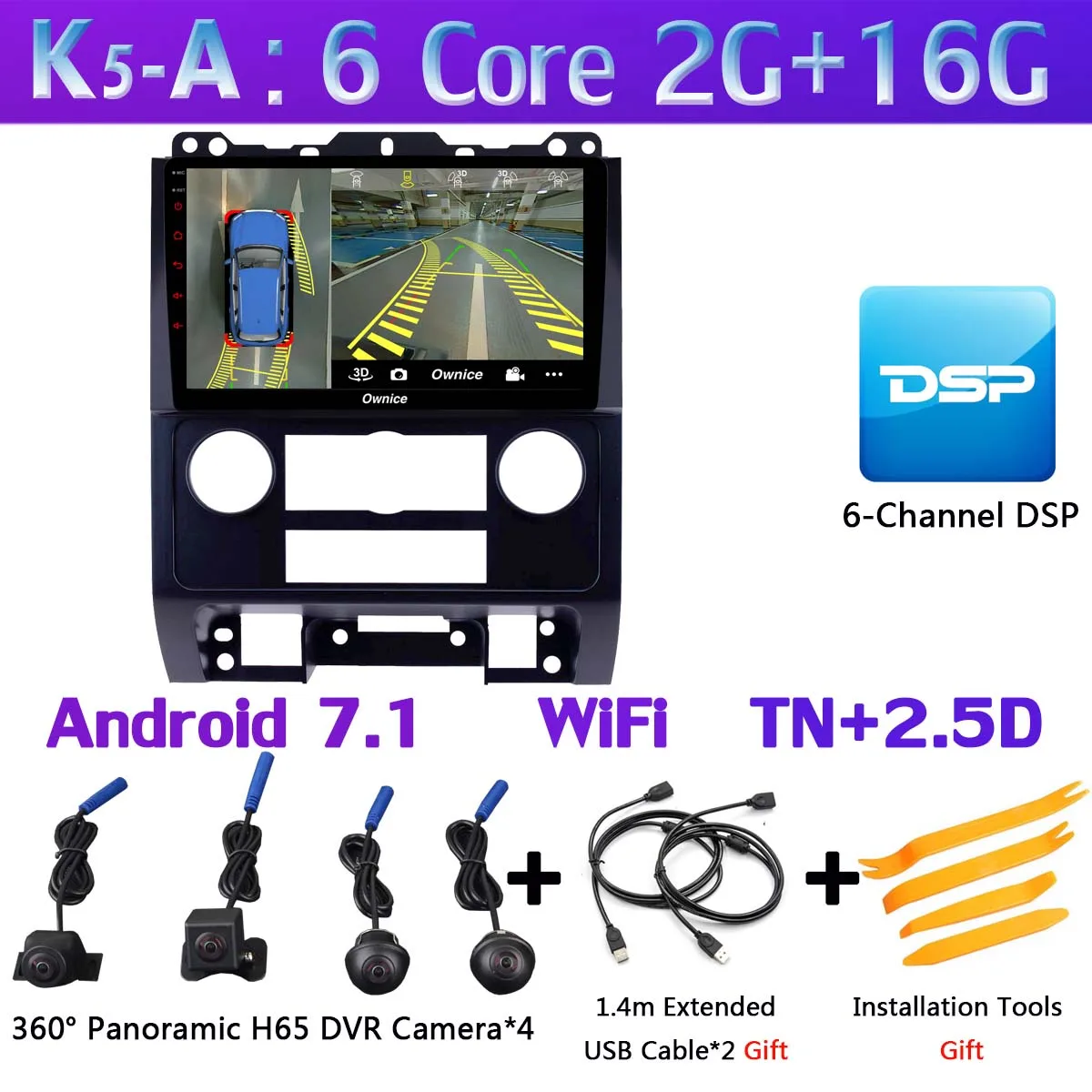 360 ° панорамный Android 9,0 4+ 64G DSP SPDIF CarPlay Android Авто Автомобильный мультимедийный плеер для Ford Escape Tribute 2007-2012 gps радио - Цвет: K5-A