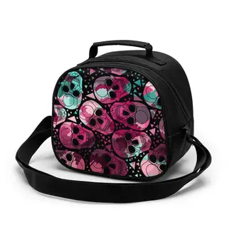 

Abstract Skulls With Dashed Lines Cooler Lunch Box Portable Insulated Lunch Bag Kids Thermal Food Picnic Lunch Bag
