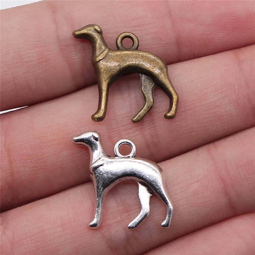 para perro galgo Chapado en Bronce Antiguo, 10 piezas, 20x20mm|Amuletos| - AliExpress