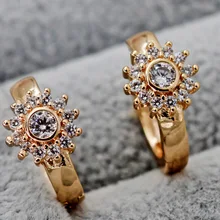 Трендовые женские серьги-кольца, позолоченные серьги в виде цветка из кубического циркония, круглые серьги, свадебные ювелирные изделия