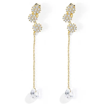 

Ant Angel 2020 Trendy Delicate Minimalism Long Chain Ear Drop For Lady Zircon 14 K Gold Plated Drop Earrings Anniversary Gift