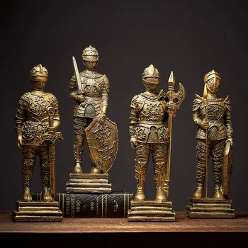 

EUROPEAN STYLE ANCIENT ROMAN SOLDIER TABLE PIECE DECORATION ORNAMENT NORDIC STATUE MODERN DECOR RESIN SCULPTURE