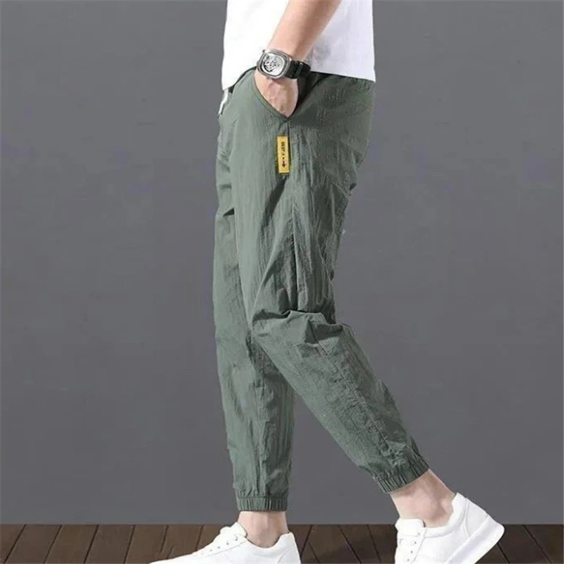 2021 Summer Men Pants Sports Outdoor Casual Trousers Solid Color Elastic Waist Lightweight Comfortable Male Long Pants Plus Size cotton harem pants