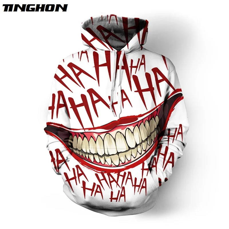 Толстовка HAHA Joker для Хэллоуина пуловер с надписью Crazy Smile модная спортивная одежда