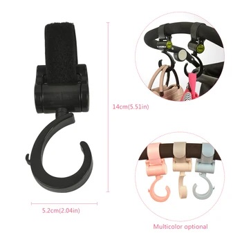 

360 Degree Rotation 2 Pieces / Set Stroller Hook Stroller Clip Hanger Baby Child Activity Gear Stroller Accessories Velcro Hook