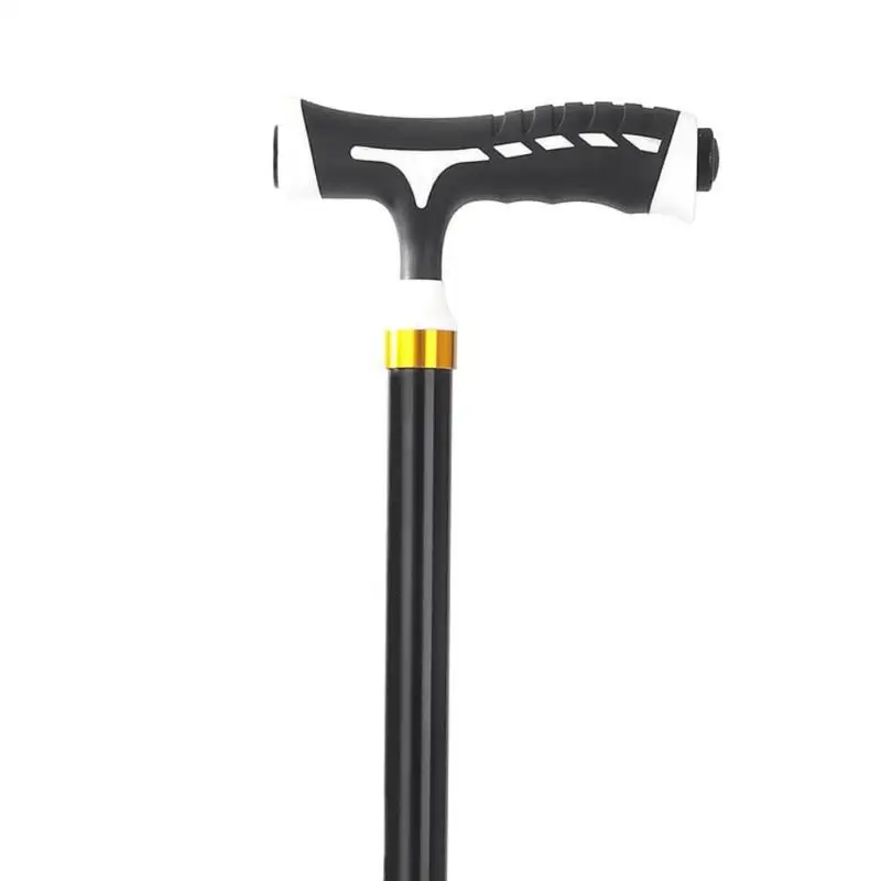 Складной T-handle Пешие прогулки противоскользящие палки трость пожилых трость w/светильник