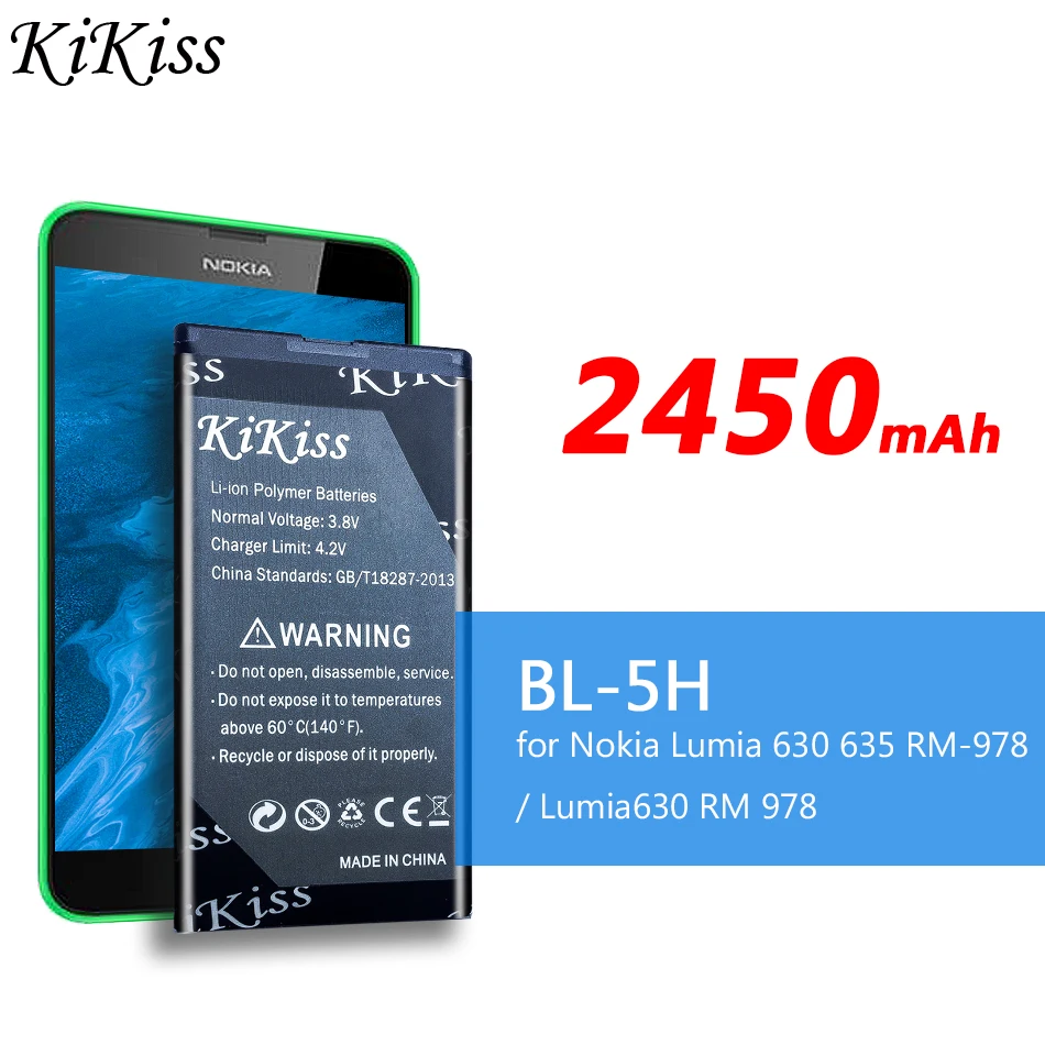 Большой аккумулятор 2450 мАч для Nokia Lumia 630 638 635 636 Lumia630 RM-977 BL5H BL 5H трек-код | Мобильные