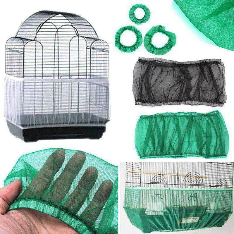 

Doglemi Unique Soft Easy Cleaning Nylon Airy Fabric Mesh Bird Cage Cover Shell Skirt Seed Catcher Guard Bird Supplies