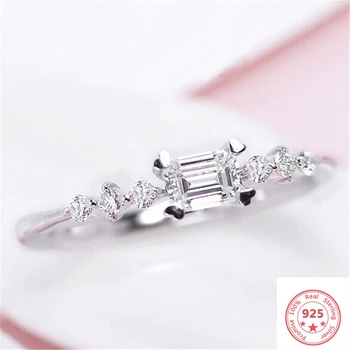 

S925 Sterling SliverColor Diamond Ring for Women Fashion White VS2 Topaz Jewelry Diamond Gemstone Bizuteria Ring for Female