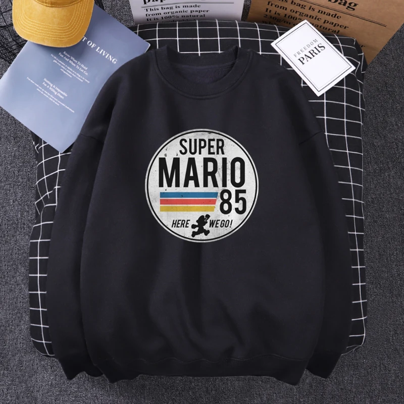 Super-Mario-85 Hoodies Tracksuits Sweatshirts Streetwear Fleece Pullover Long-Sleeve