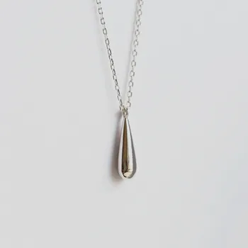 

925 Sterling Silver Necklace Pendant Korean Fashion Simple Smooth Drop-Shaped Necklace For Women Personality Clavicle Chain