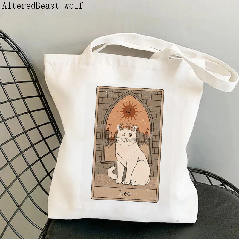 Women Shopper bag Knight of Pentacles Printed Bag Harajuku Shopping Canvas Shopper Bag girl handbag Tote Shoulder Lady Bag