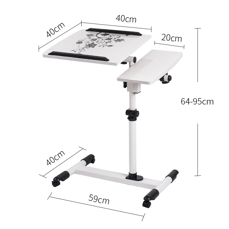 Foldable Computer Table Standing Desk Lifting Movable Study Table Adjustable Portable Laptop Desks Laptop Bed Tables 40*60cm
