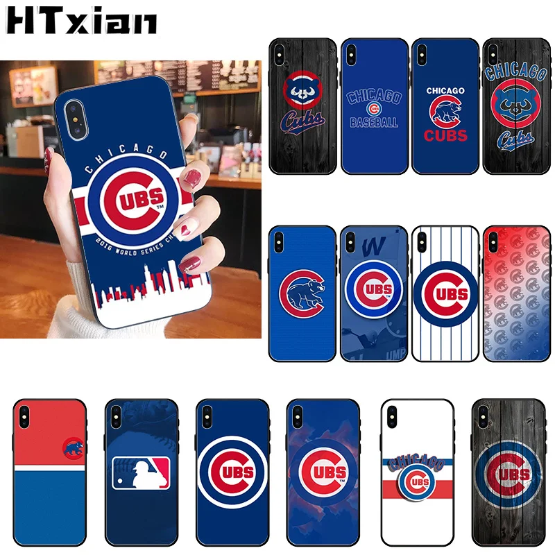 HTXian Chicago Cubs Бейсбол Smart Cover Черная мягкая крышка чехол для телефона iPhone 11 pro XS MAX 8 7 6