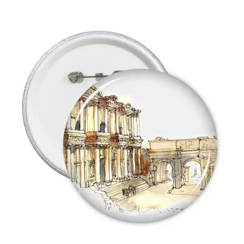 

Ephesus in Izmir Turkey Round Pins Badge Button Clothing Decoration Gift 5pcs