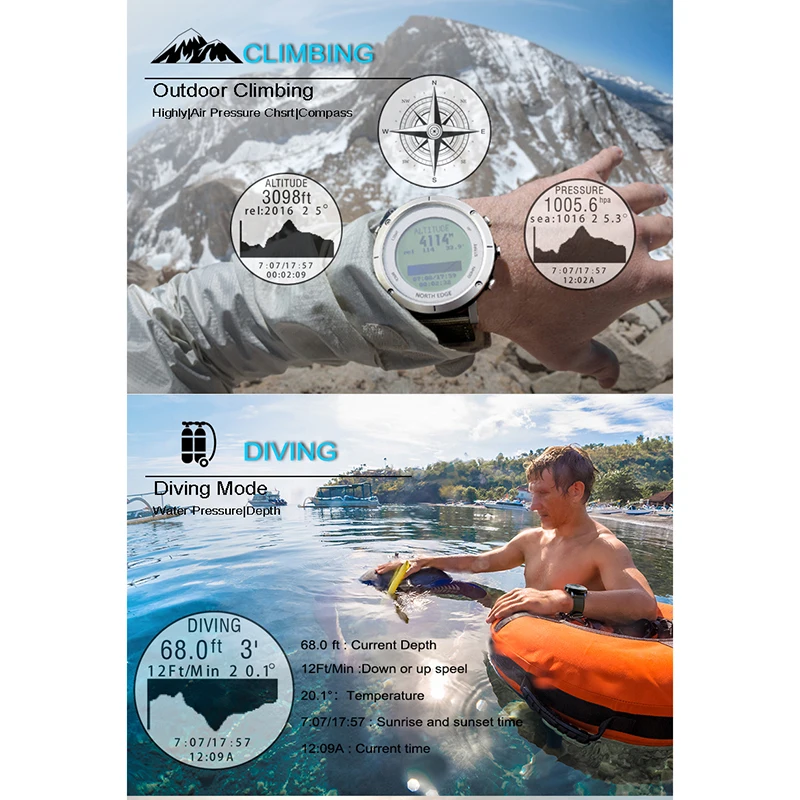 Smart Watches Men Outdoor Sports Watch Waterproof 50M Gps Altimeter Barometer Thermometer Compass-5