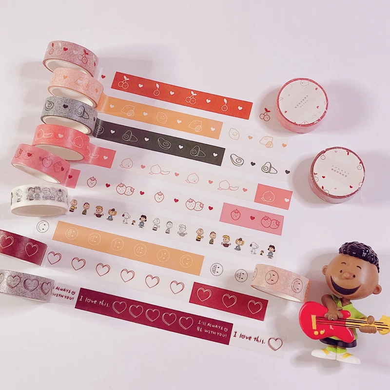 

TMYOUZ Ins Cartoon Fruits And Paper Tape Love Smile Face Korea Washi Tape Hand Account Decorative Tape Student Stationery Gifts