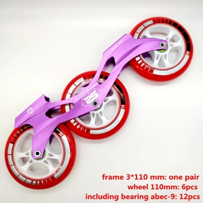purple frame n wheel Скорость коньки кадр 3x110 с колесами - Цвет: purple frame n wheel