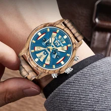 Olense Hardlex relojes deportivos para hombre, pulsera de cuarzo de madera con espejo, luminoso, calendario, cronómetro