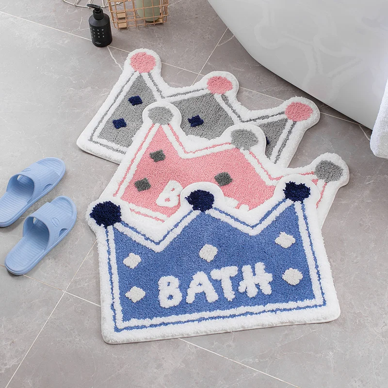

Crown Pattern Bathroom Mat Superfine Fiber Bath Bathroom Entrance Doormat Carpet Soft Non-slip Absorb Water Bathroom Products