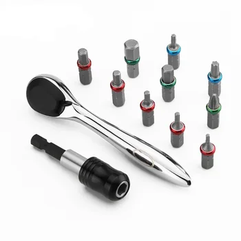 

11pcs Mini Ratchet Screwdriver Wrench Chrome Vanadium Steel Alloy Screwdriver Kit Repair Tools