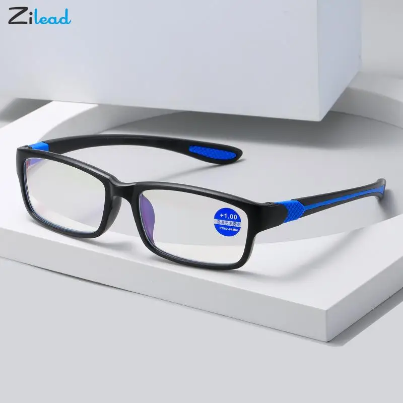 Zilead Reading Glasses Men Women Sports Anti-blue Light Eyewear Black Red TR90 Frame Presbyopia Eyeglasses +100 to+400 | Аксессуары для