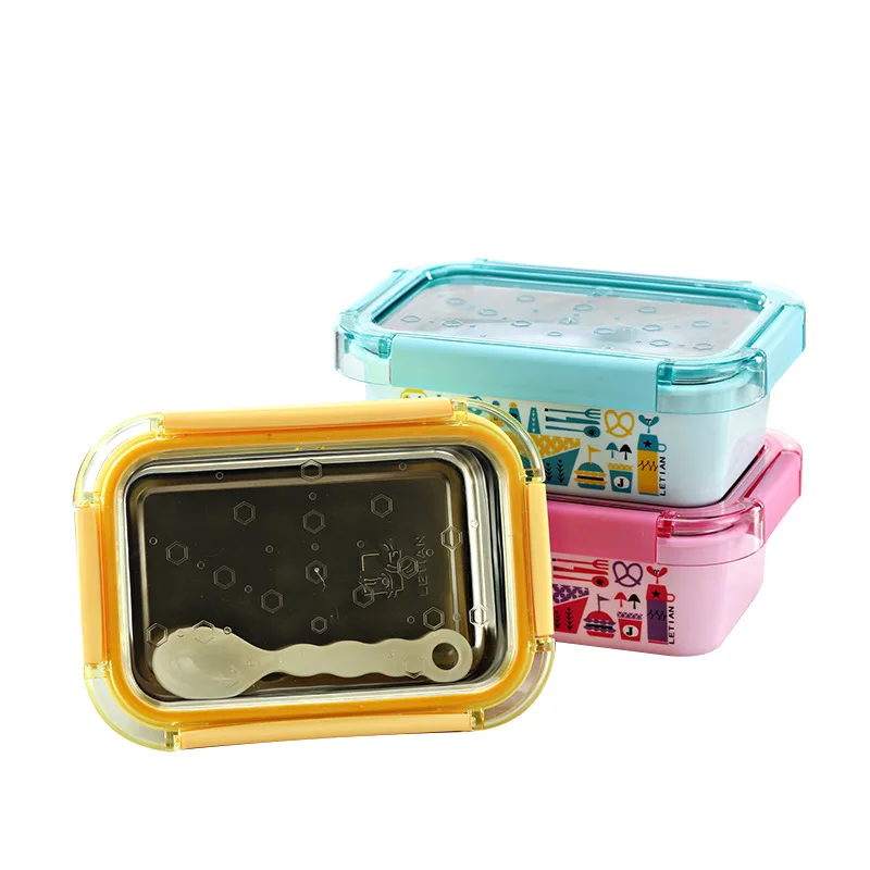 Lunch Box New Plastic Stainless Steel Creative Cute Lunch Box Student Lunch Box Portable High Quality