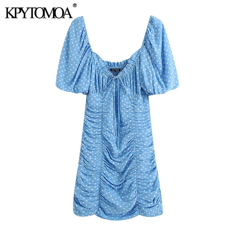 KPYTOMOA женское 2020 шикарное модное мини платье в горошек с драпировкой винтажные
