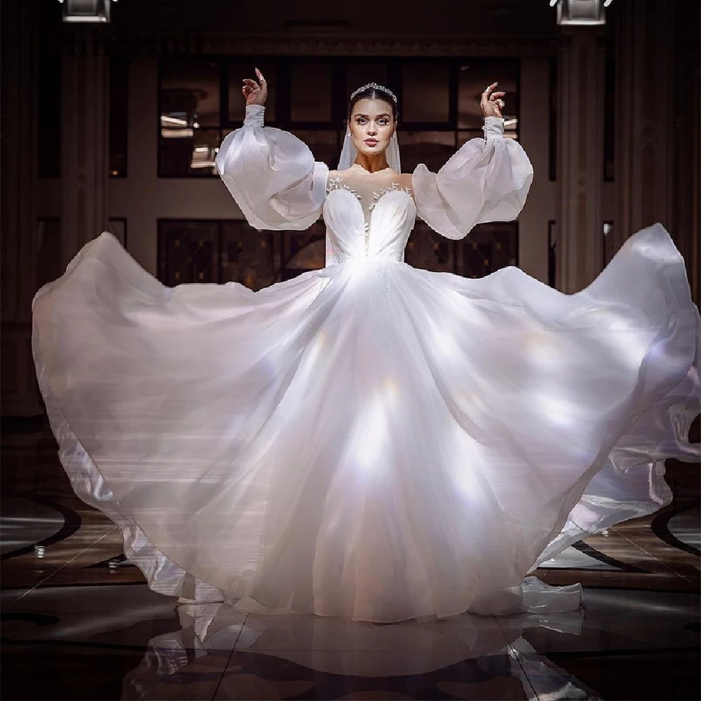 『Cheap!!!』- Thinyfull Leaves Appliques Long Wedding Dresses 2022 Long
Sleeves A Line Sweetheart Beach Wedding Party Gowns Princess Robes
