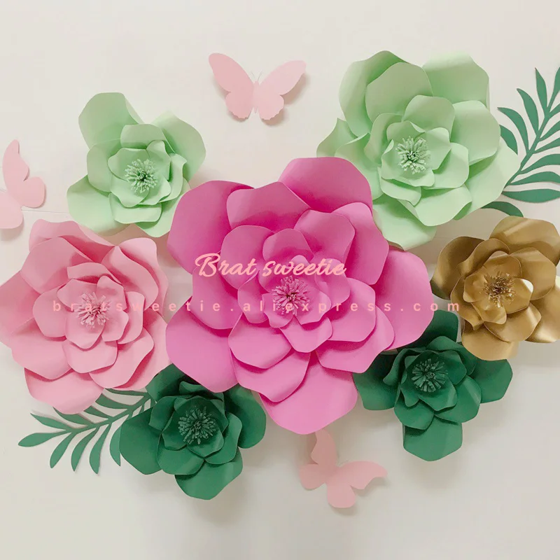 30 см DIY бумажные цветы искусственные розы свадебный фон день рождения стены декорация праздничные украшения Цветы для настенного декора